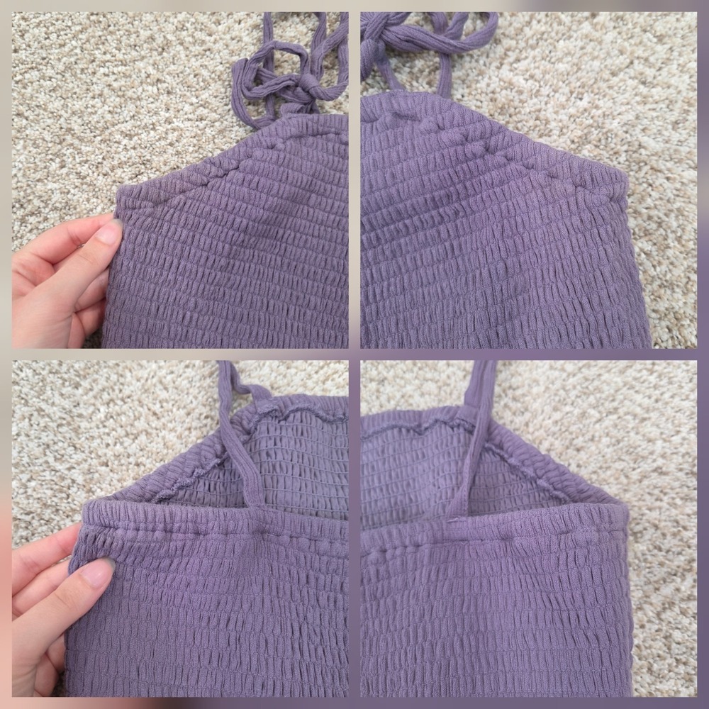Torrid Womens Babydoll Dress 1X Purple Bow Tiered Smocked Peasant Coquette - Picture 5 of 7